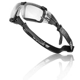 Bolle Rush+ 2.0 XP Safety Glasses - Black Frame, Clear Lens from the side on white background