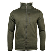 Jack Pyke Scandinavian Fleece Jacket in Dark Olive, front view with the cream sherpa collar showing