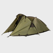 Snugpak Scorpion 3 IX WGTE Tent in Olive Green - tent fully pitched showing fly-first design