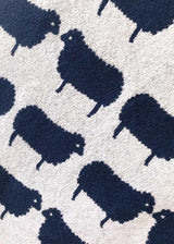 Anorak Kissing Sheep Organic Cotton Towel - Navy blue and white reverse weave close up
