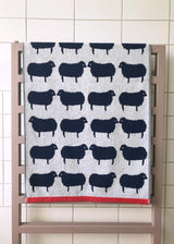 Anorak Kissing Sheep Organic Cotton Towel - Navy blue and white reverse face detail