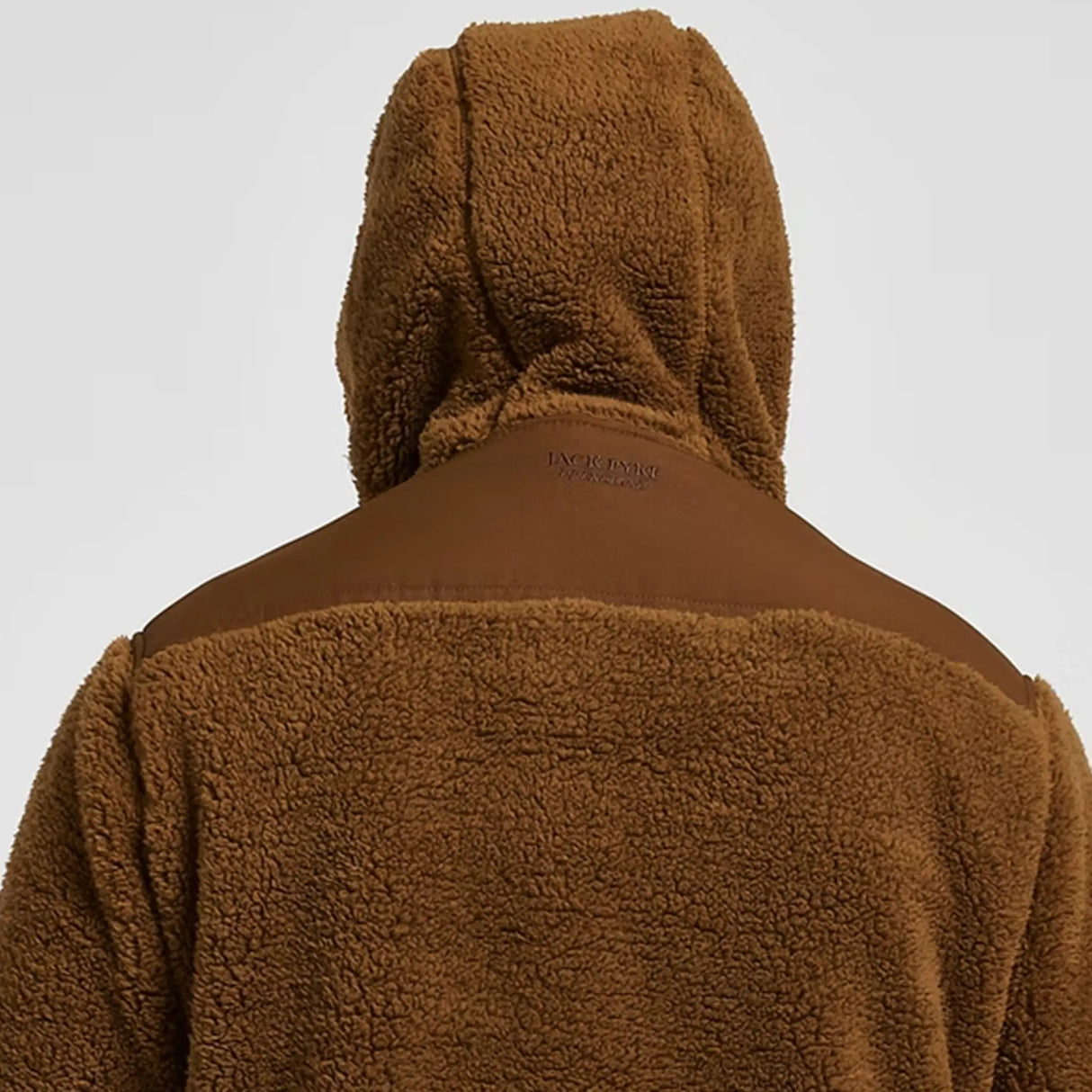 Jack Pyke Sherpa Fleece Hoodie Gen2 in camel close up of hood from back