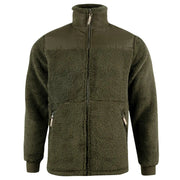 Jack Pyke Sherpa Fleece Jacket Gen2 in Dark Olive, front view with the contrast shoulder panel