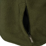 Jack Pyke Sherpa Half Zip Pullover in dark olive close up of the zip hand pocket