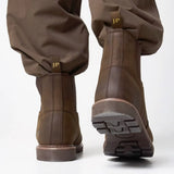 Jack Pyke Shires Dealer Boots in borwn from the side stepping on white background