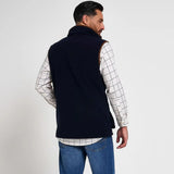 Jack Pyke Shooters Fleece Gilet in navy blue from the back on white background