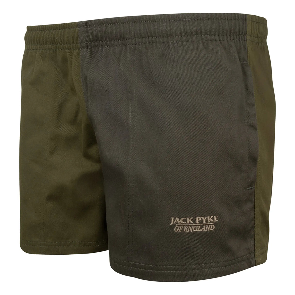 Jack Pyke Yakka Shorts in Dark Olive from the front left on white background