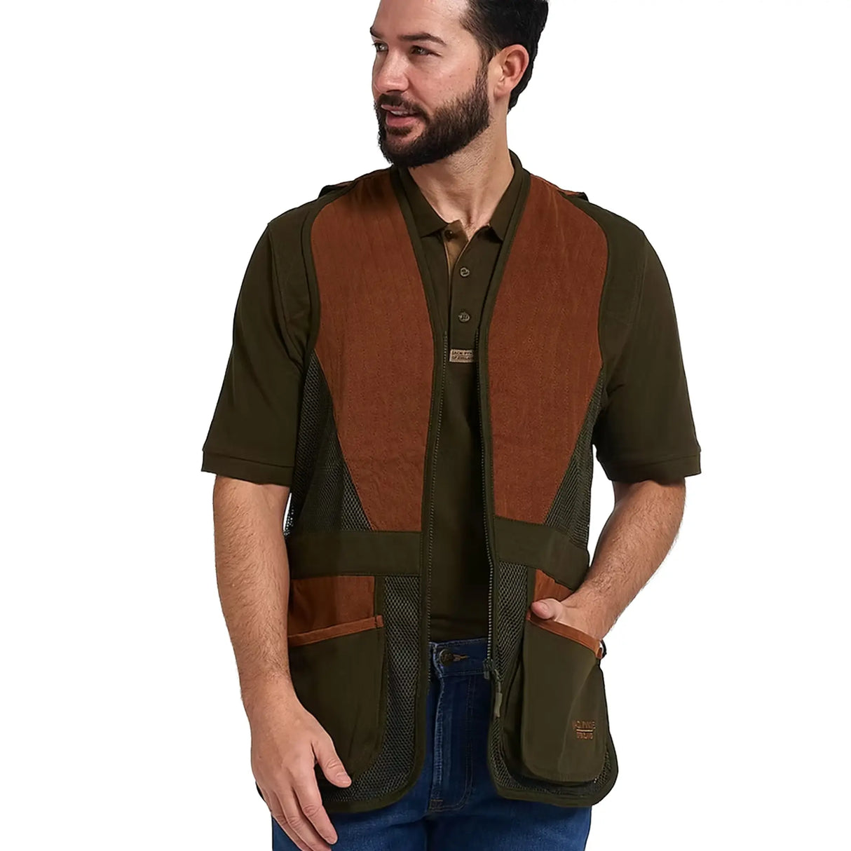 Jack Pyke Sporting Skeet Vest in Green from the front on white background