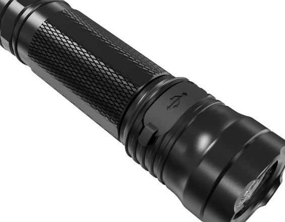 Skywoods OL1000 1000 Lumen Pocket Torch Light - knurled body and bezel detail