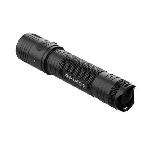 Skywoods TL1200 Tactical Light - crenellated strike bezel and side switch