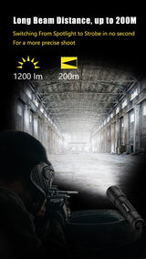 Skywoods TL1200 Tactical Light - 200 metre beam distance illustration