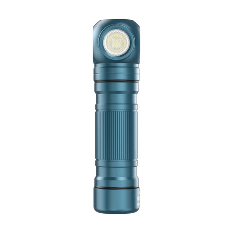 Skywoods OHL1500 Headlamp - front view with LED lit, teal finish