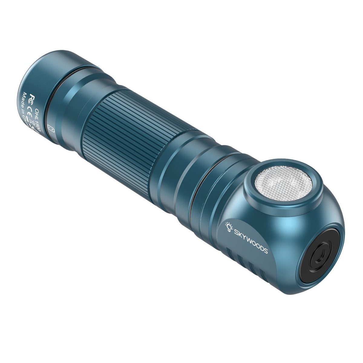 Skywoods OHL1500 Headlamp - angled view showing side switch and head