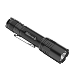 Skywoods TZL1800 Zoomable Torch Light - angled body view with knurled grip and pocket clip