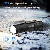 Skywoods TZL1800 Zoomable Torch Light - IPX7 waterproof rating shown in wet conditions