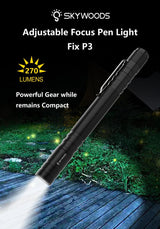 Skywoods Fix P3 Zoomable Pen Light - 270 lumen output in use at night