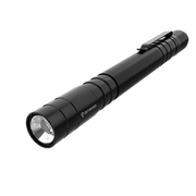Skywoods Fix P3 Zoomable Pen Light - three quarter view with pocket clip and reflector head