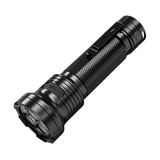 Skywoods OL3000 Rechargeable Torch Light - full length view with pocket clip and knurled body