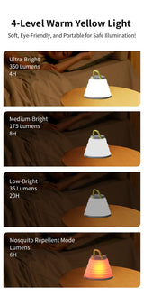 Skywoods L51980 Solar Camping Lantern - four light levels at 350, 175 and 35 lumens plus mosquito mode
