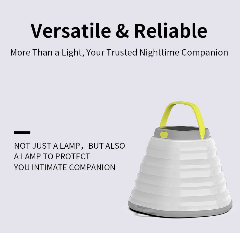 Skywoods L51980 Solar Camping Lantern - warm lantern light in use outdoors