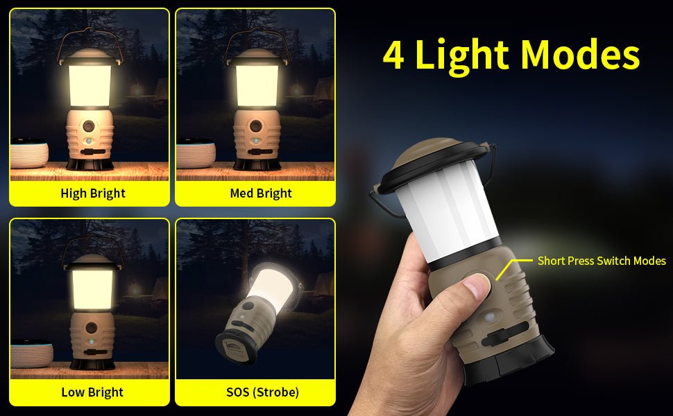 Skywoods L50270 Camping Lantern - four light modes including high, medium, low and SOS strobe
