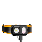 Skywoods OHL550 Headlamp - front view with the headband and charging cable