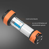 Skywoods L70931 Camping Lantern - cutaway showing the LED control boards and 21700 cell