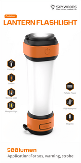 Skywoods L70931 Camping Lantern - lantern and flashlight modes overview