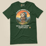 Sloth Hiking Club: Hilltop T-Shirt in Forest, laid flat, front view