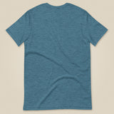 Sloth Hiking Club: Hilltop T-Shirt in Heather Deep Teal, laid flat, plain back view