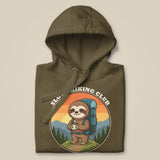 Sloth Hiking Club: Hilltop Hoodie in Military Green, folded