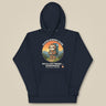 Sloth Hiking Club: Hilltop Hoodie in Navy Blazer, laid flat, front view