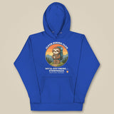 Sloth Hiking Club: Hilltop Hoodie in Team Royal, laid flat, front view