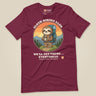 Sloth Hiking Club: Hilltop T-Shirt in Maroon, laid flat, front view