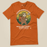 Sloth Hiking Club: Walking T-Shirt in Autumn, laid flat, front view