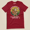 Sloth Hiking Club: Walking T-Shirt in Cardinal, laid flat, front view