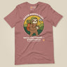 Sloth Hiking Club: Walking T-Shirt in Heather Mauve, laid flat, front view