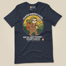 Sloth Hiking Club: Walking T-Shirt in Heather Navy, laid flat, front view
