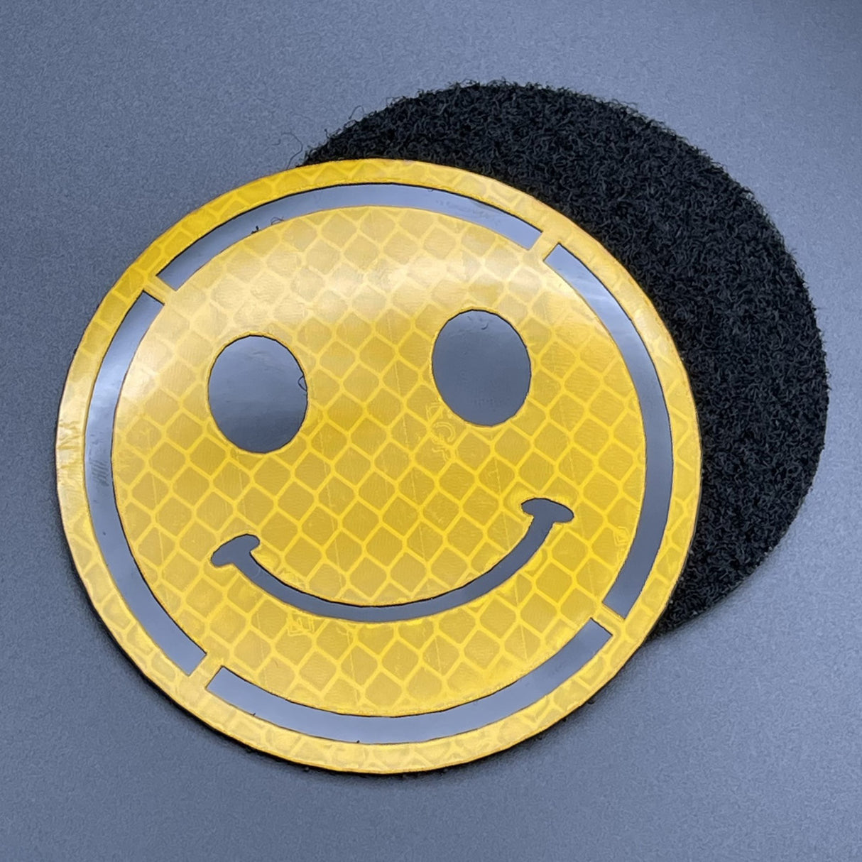 Reflective Smiley Face Patch Yellow, Hook & Loop, 8cm | Task Outdoor