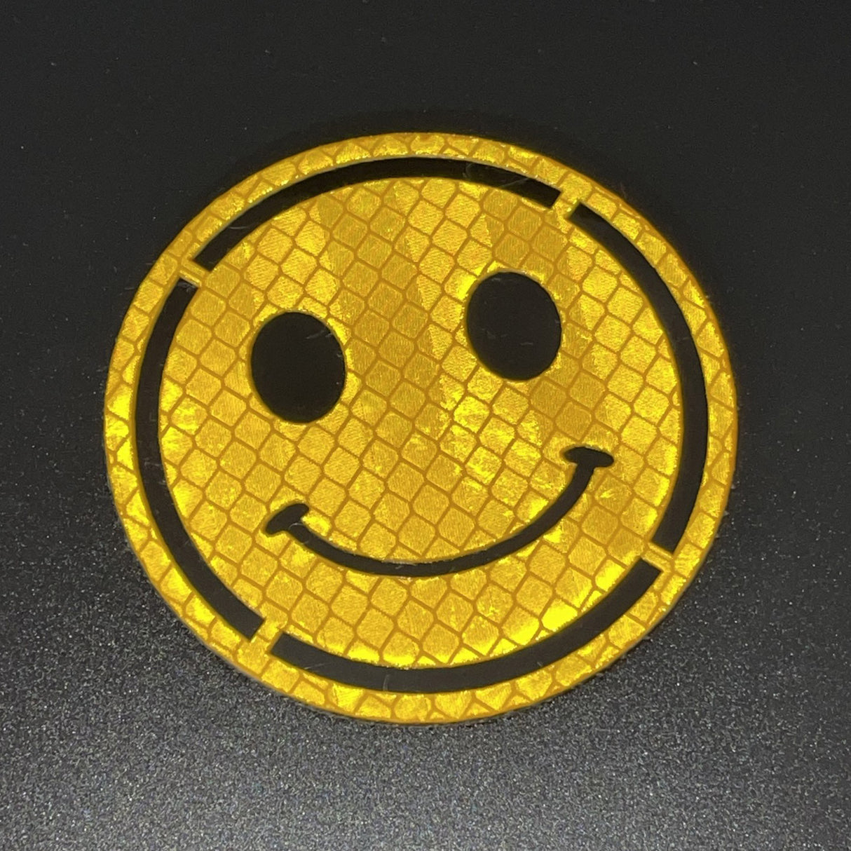 Reflective Smiley Face Patch Yellow, Hook & Loop, 8cm | Task Outdoor