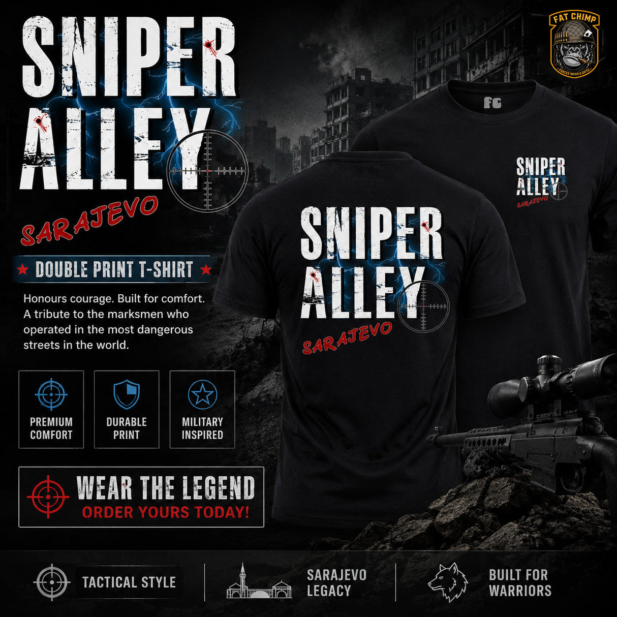 Sniper Alley Sarajevo Double Print T-Shirt - Design