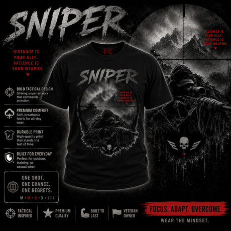 Sniper Dark Ops Printed T-Shirt - Black