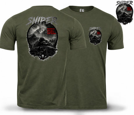 Sniper Dark Ops Double Print T-Shirt - Olive Green