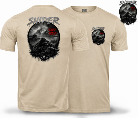 Sniper Dark Ops Double Print T-Shirt - Sand
