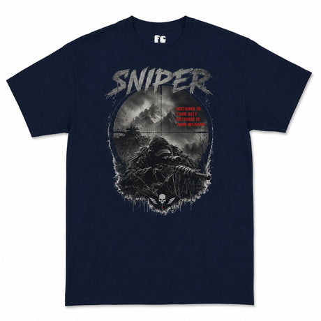 Sniper Dark Ops Printed T-Shirt - Navy Blue
