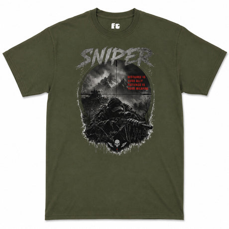 Sniper Dark Ops Printed T-Shirt - Olive Green