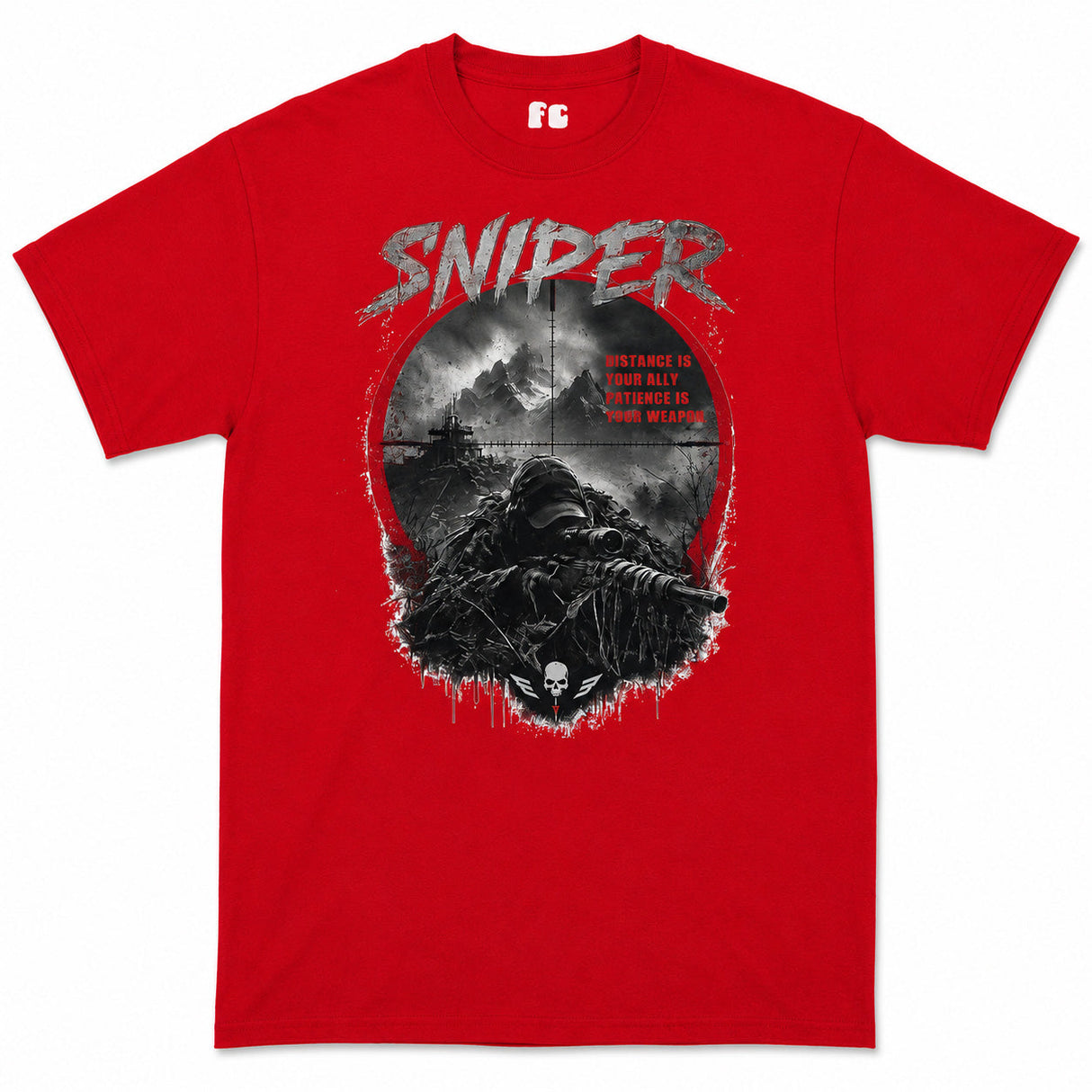 Sniper Dark Ops Printed T-Shirt - Red