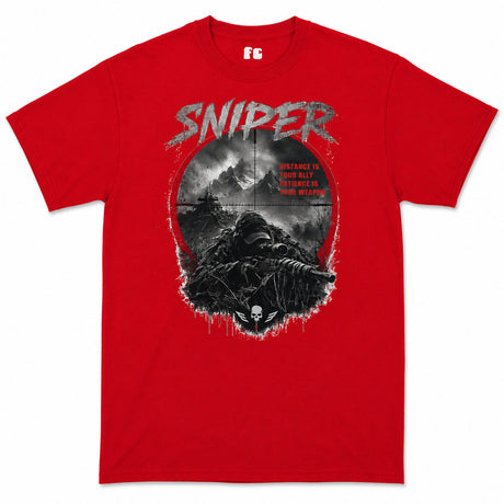 Sniper Dark Ops Printed T-Shirt - Red