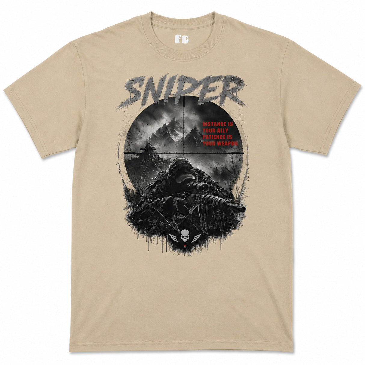 Sniper Dark Ops Printed T-Shirt - Sand