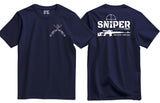 Sniper One Shot One Kill Double Print T-Shirt - Navy Blue